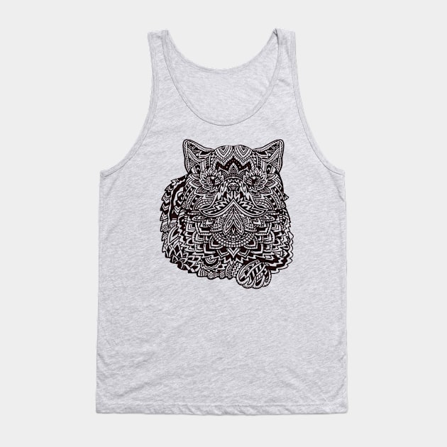 Cat Mandala Tattoo Tank Top by huebucket